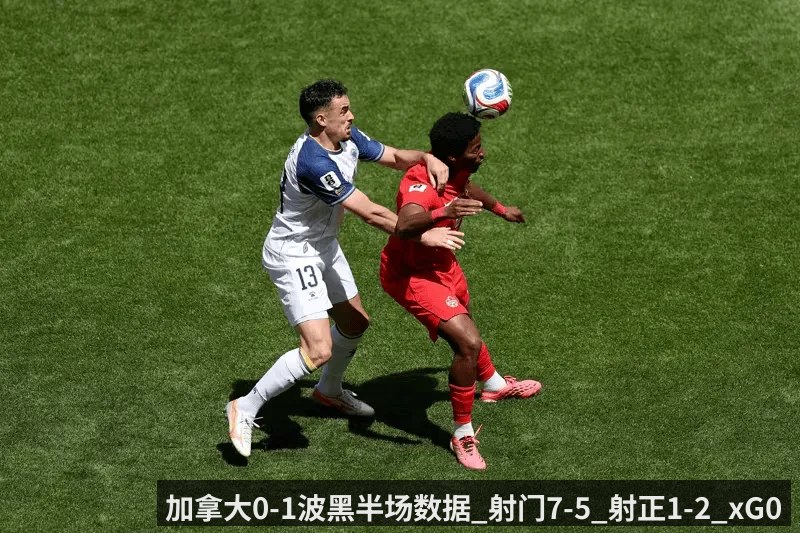 加拿大0-1波黑半场数据_射门7-5_射正1-2_xG0.64-0.77